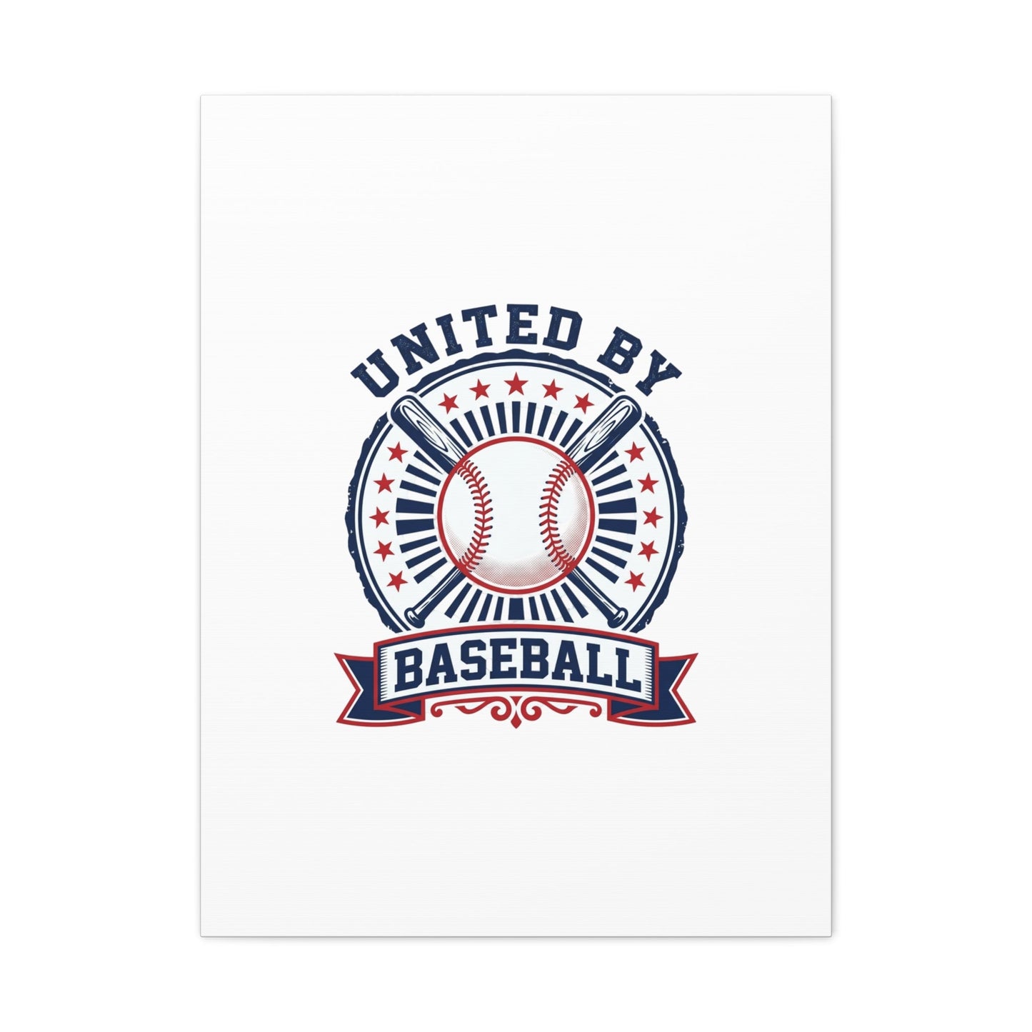 United by Baseball Canvas | Patriotic Baseball Graphic, Red White Blue Wall Art