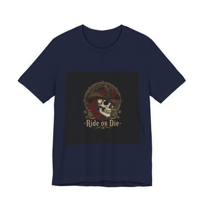 Ride or Die Skull Cowboy Tee | western skull art, gothic Americana
