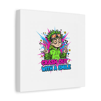 Crash Out With a Smile Canvas Print | Neon Skate Graffiti, Meme Meltdown Art