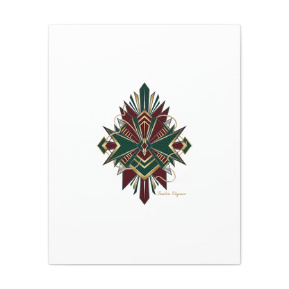 Art Deco geometric brass print Canvas | Neo-Deco chrome & gold fan motif