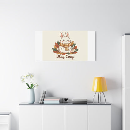 Cozy Bunny Illustration Canvas | Cute Critter Winter Forest Art
