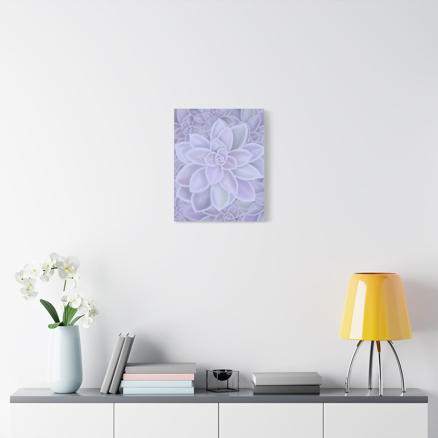 Graptopetalum Murasaki Succulent Pattern Canvas Print – Botanical Wall Art