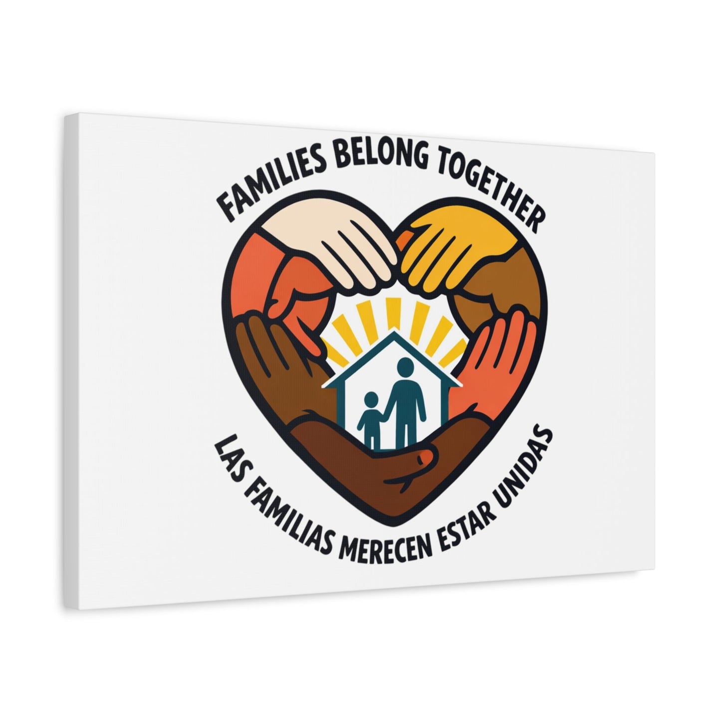 Families Belong Together Canvas, family unity solidarity, bilingual inclusive decor