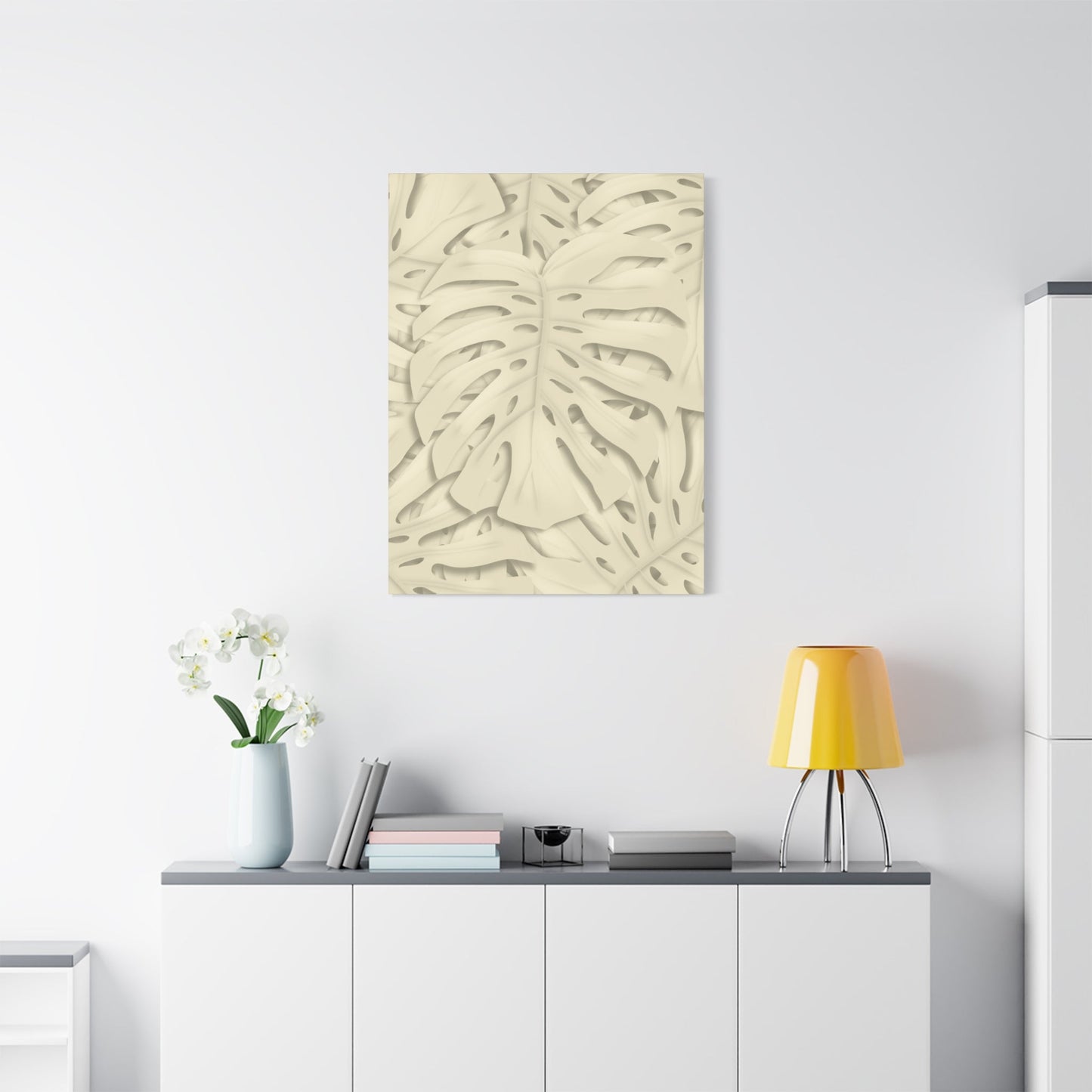 Beige Monstera Canvas Print – Botanical Wall Art