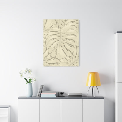 Beige Monstera Canvas Print – Botanical Wall Art