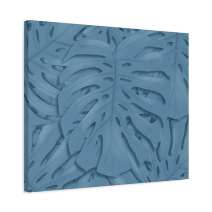 Cerulean Blue Monstera Canvas Print – Botanical Wall Art