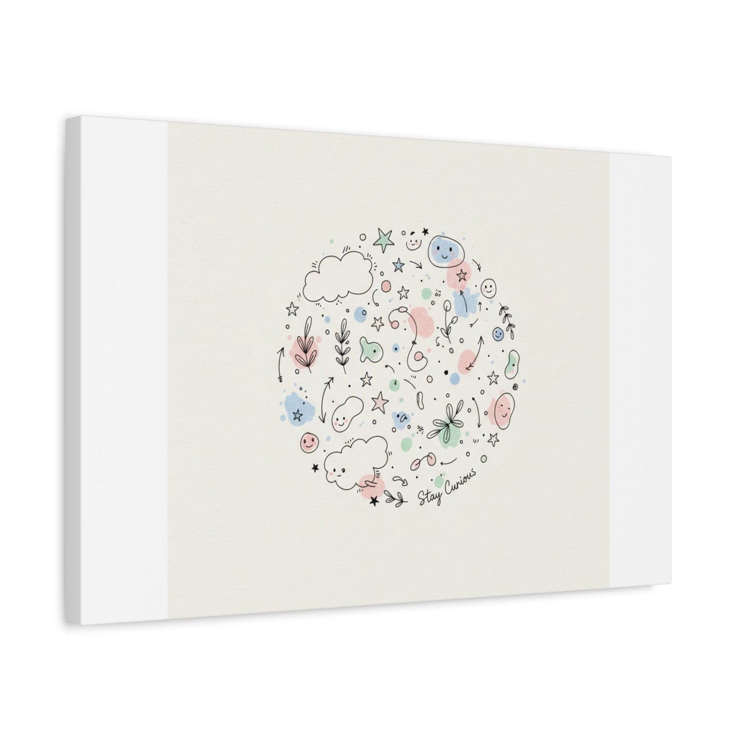 Doodle Circle Line Drawing Matte Canvas, Hand-Drawn Sketch Art