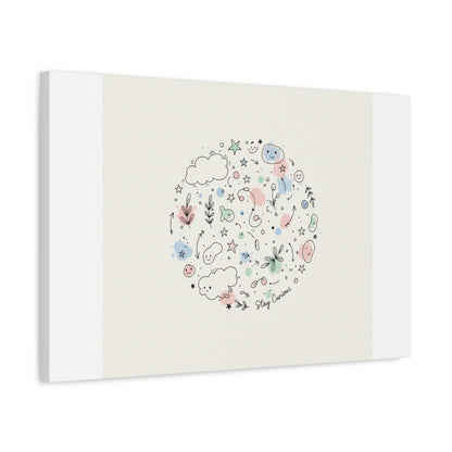 Doodle Circle Line Drawing Matte Canvas, Hand-Drawn Sketch Art