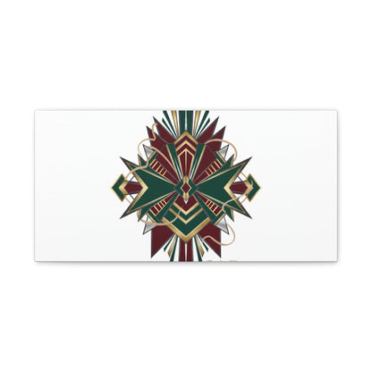 Art Deco geometric brass print Canvas | Neo-Deco chrome & gold fan motif
