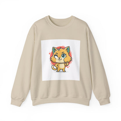 Cute Cheeky Kitty Illustration Sweatshirt | Rodent-Core Cute-Meets-Subversive