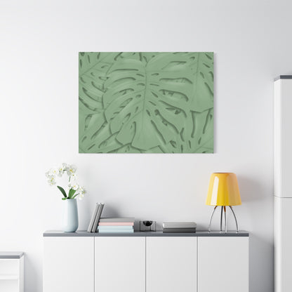 Sage Green Monstera Canvas Print – Botanical Wall Art