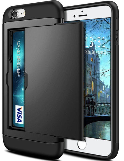 Card Case Wallet Protector - Hidden Dual Layer Armor Defender for iPhone 11, 12 & 13