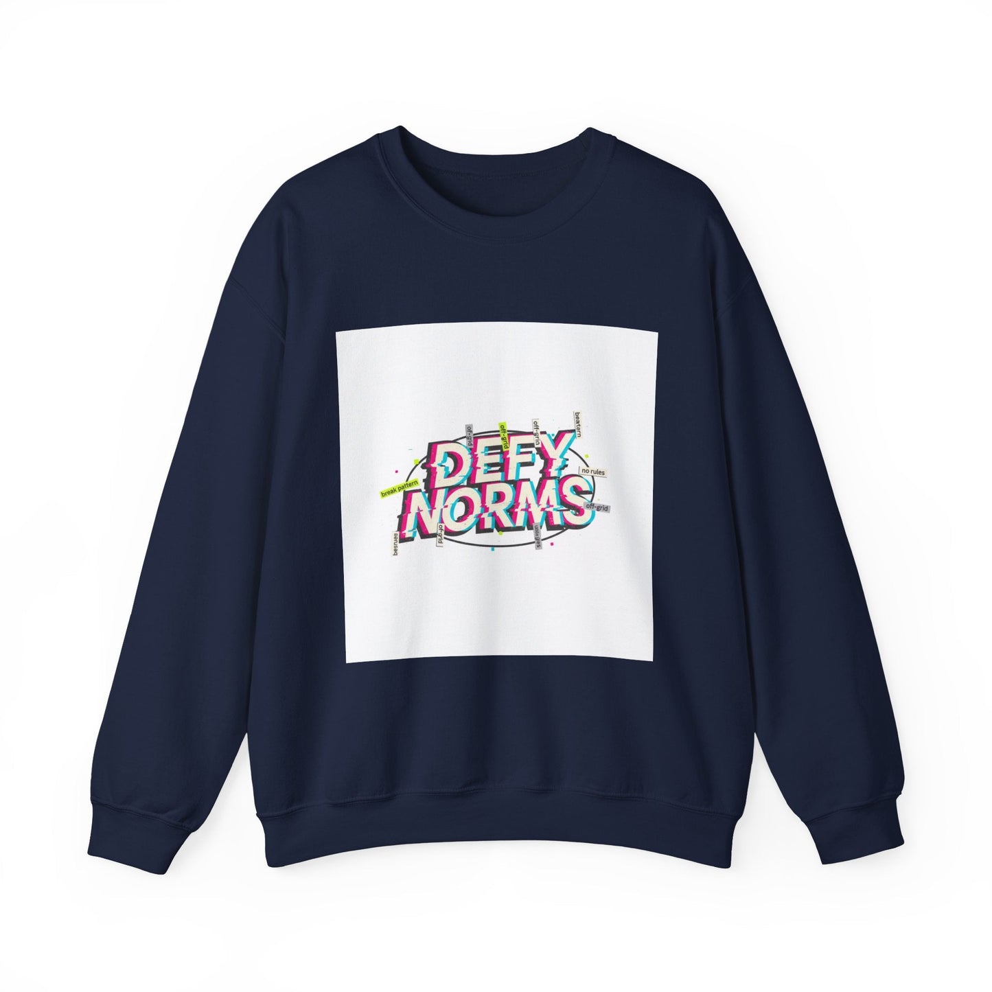 Defy Norms Crewneck Sweatshirt | anti-aesthetic, glitch font