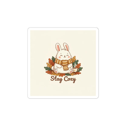 Stay Cozy Bunny Sticker | cozy critter sticker, winter forest art