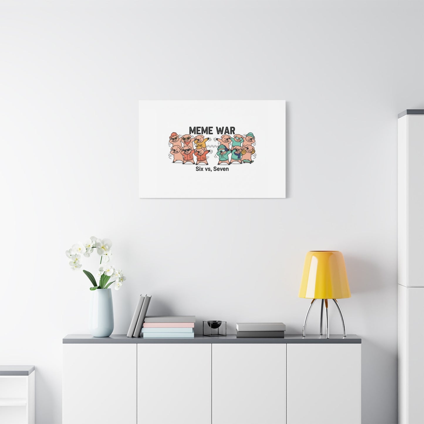 Meme War: Six vs. Seven Canvas Wall Art