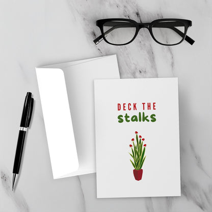 Snake Plant Holiday Greeting Card – Botanical Design Blank Inside