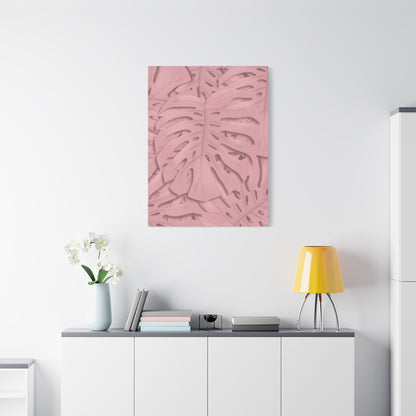 Soft Pink Monstera Canvas Print – Botanical Wall Art