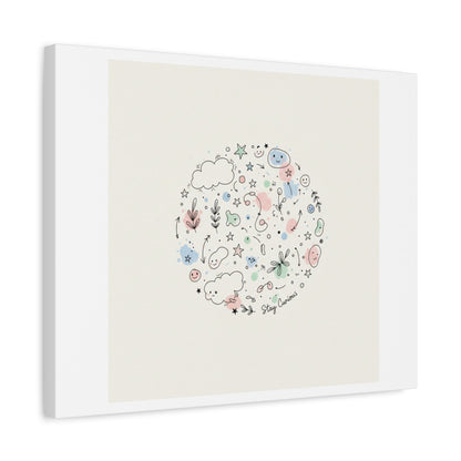Doodle Circle Line Drawing Matte Canvas, Hand-Drawn Sketch Art