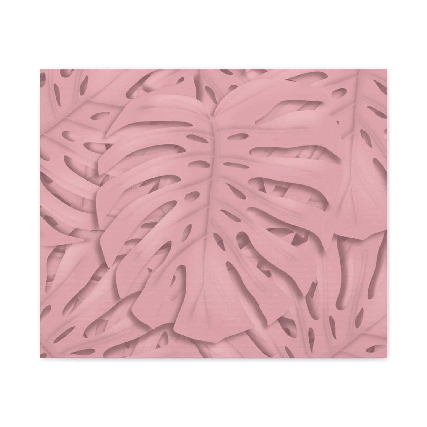 Soft Pink Monstera Canvas Print – Botanical Wall Art