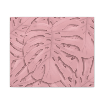 Soft Pink Monstera Canvas Print – Botanical Wall Art