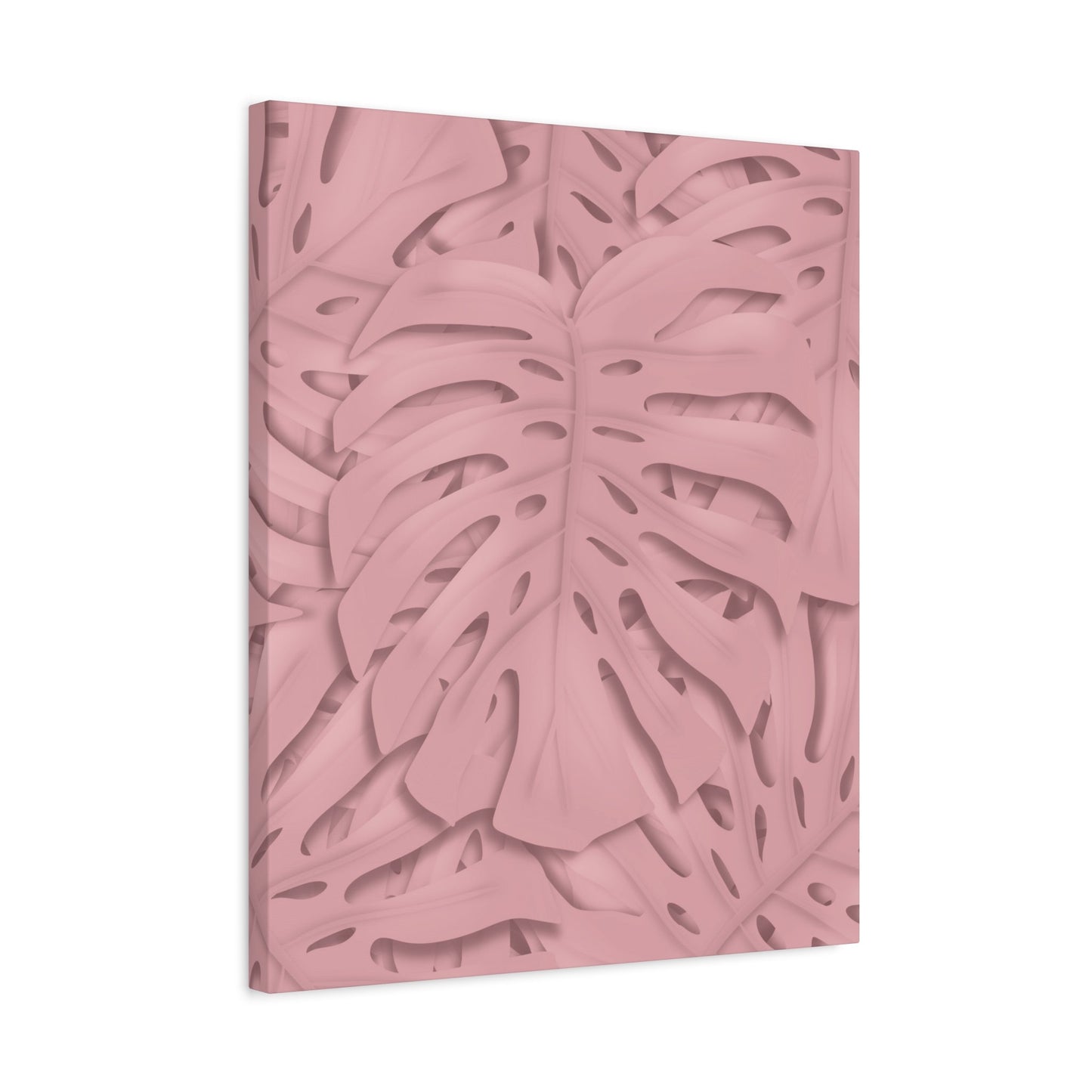 Soft Pink Monstera Canvas Print – Botanical Wall Art