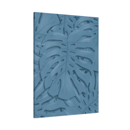 Cerulean Blue Monstera Canvas Print – Botanical Wall Art