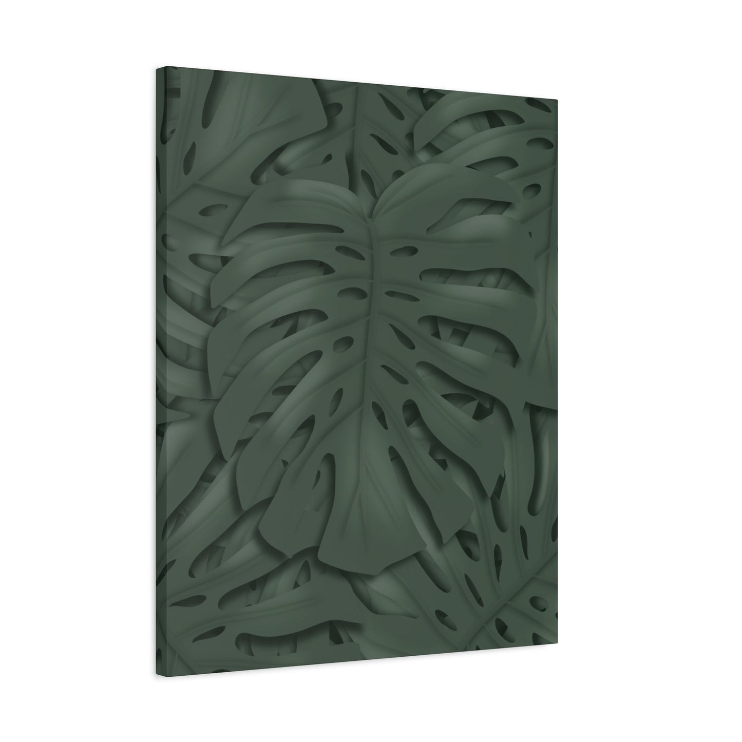 Deep Green Monstera Canvas Print – Botanical Wall Art