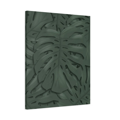 Deep Green Monstera Canvas Print – Botanical Wall Art