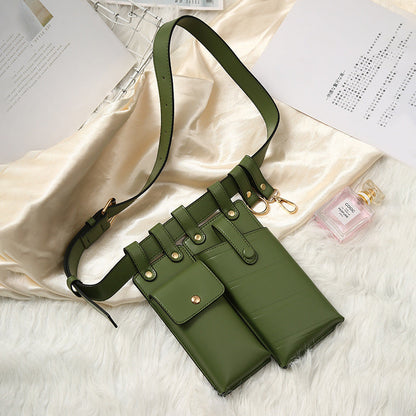 Locomotive Style PU Leather Waist Bag - European Design Versatile Crossbody Hip Purse