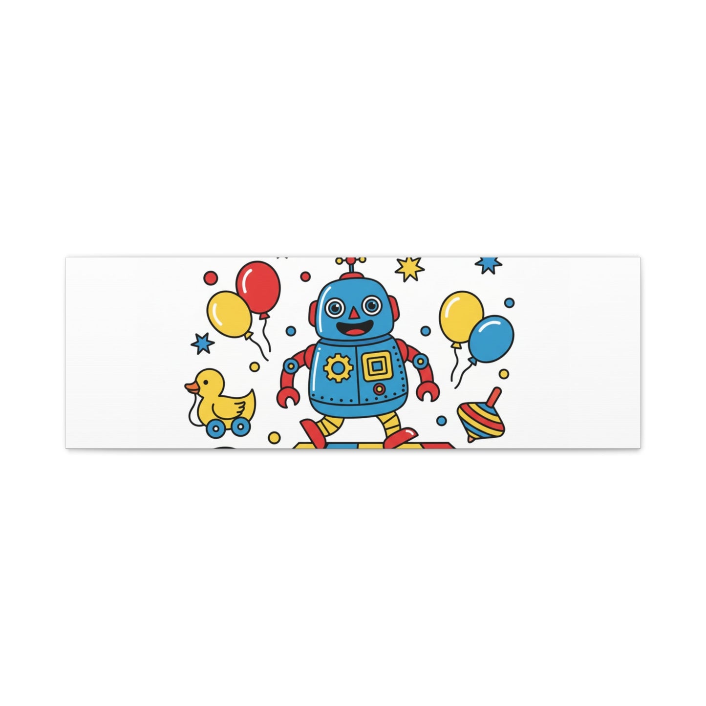 Retro Toy Robot Canvas | Throwback Kid, Primary Color Nostalgia