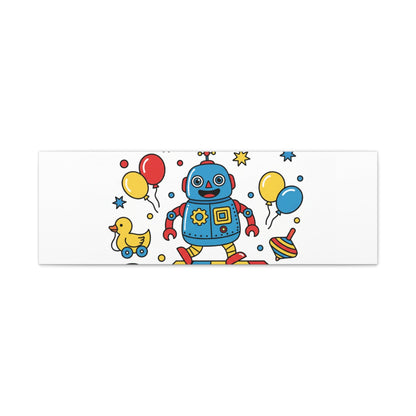 Retro Toy Robot Canvas | Throwback Kid, Primary Color Nostalgia