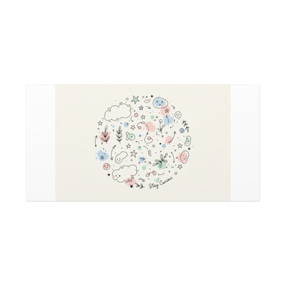 Doodle Circle Line Drawing Matte Canvas, Hand-Drawn Sketch Art