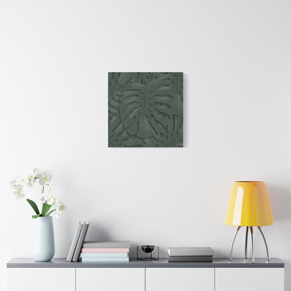 Deep Green Monstera Canvas Print – Botanical Wall Art