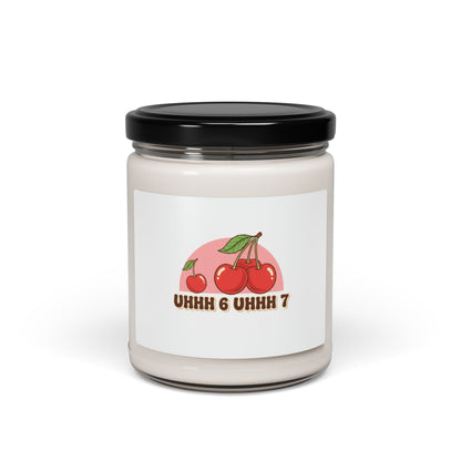 6 7 Retro Cherry Graphic Candle | Scented Soy 9oz, kawaii fruit motif
