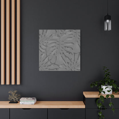 Grey Monstera Canvas Print – Botanical Wall Art