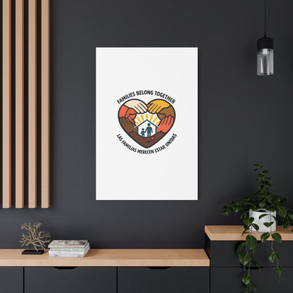 Families Belong Together Canvas, family unity solidarity, bilingual inclusive decor