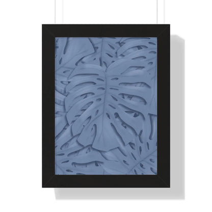 Blue Monstera Framed Print – Botanical Wall Art