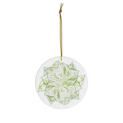 Snow Queen Pothos Ceramic Ornament – Translucent Leaf Holiday Decor