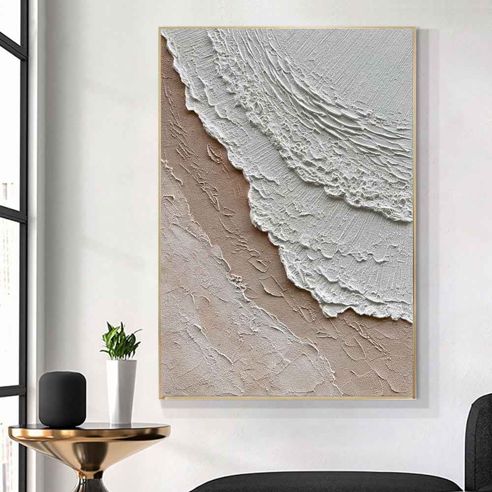 Modern Ocean Waves Abstract Hand-Painted Texture Oil Painting On Canvas Sea Wave Landscape Wabi-Sabi Style Wall Arts Decor Picture No Framed