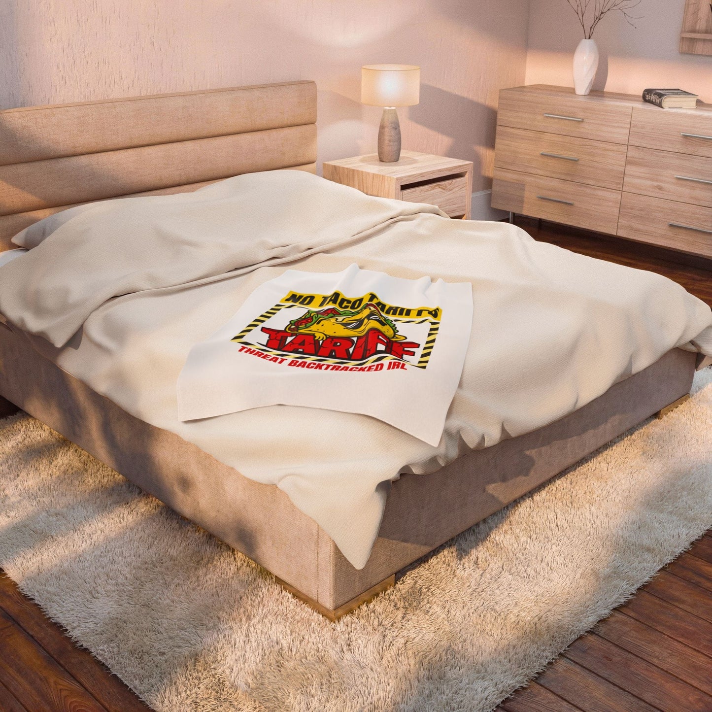 No Taco Tariffs Taco Pun Velveteen Plush Blanket | Tariff Backtrack Political Meme