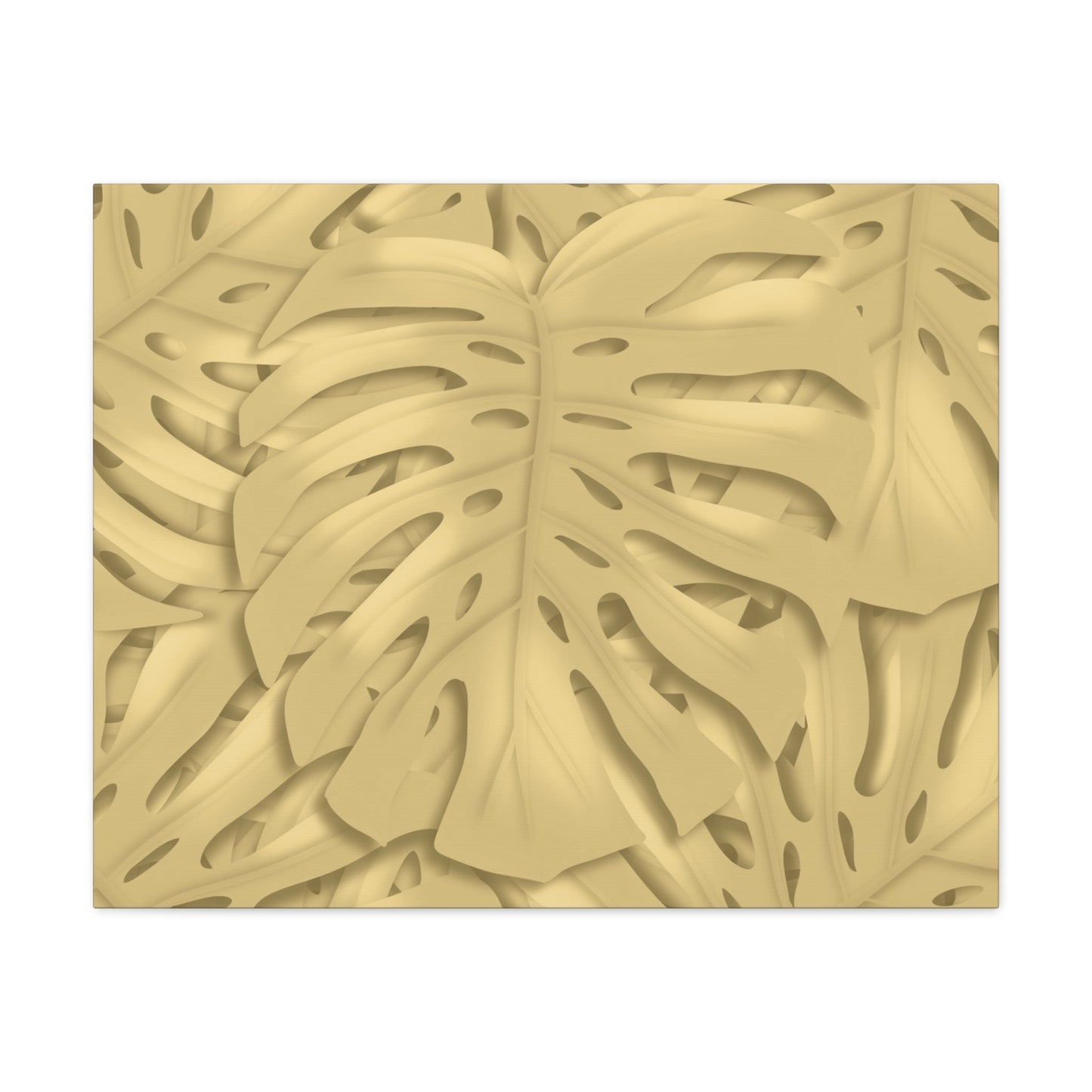 Golden Monstera Canvas Print – Botanical Wall Art