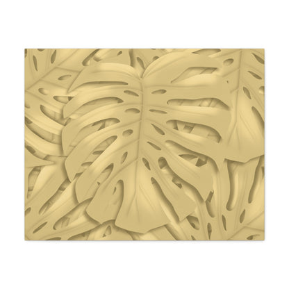 Golden Monstera Canvas Print – Botanical Wall Art