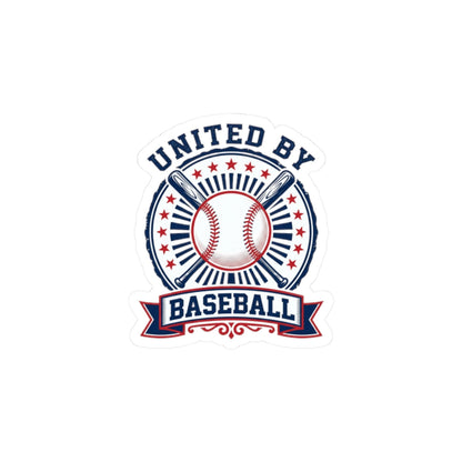 United By Baseball Kiss-Cut Stickers | Patriotic Baseball Graphic, Red White Blue