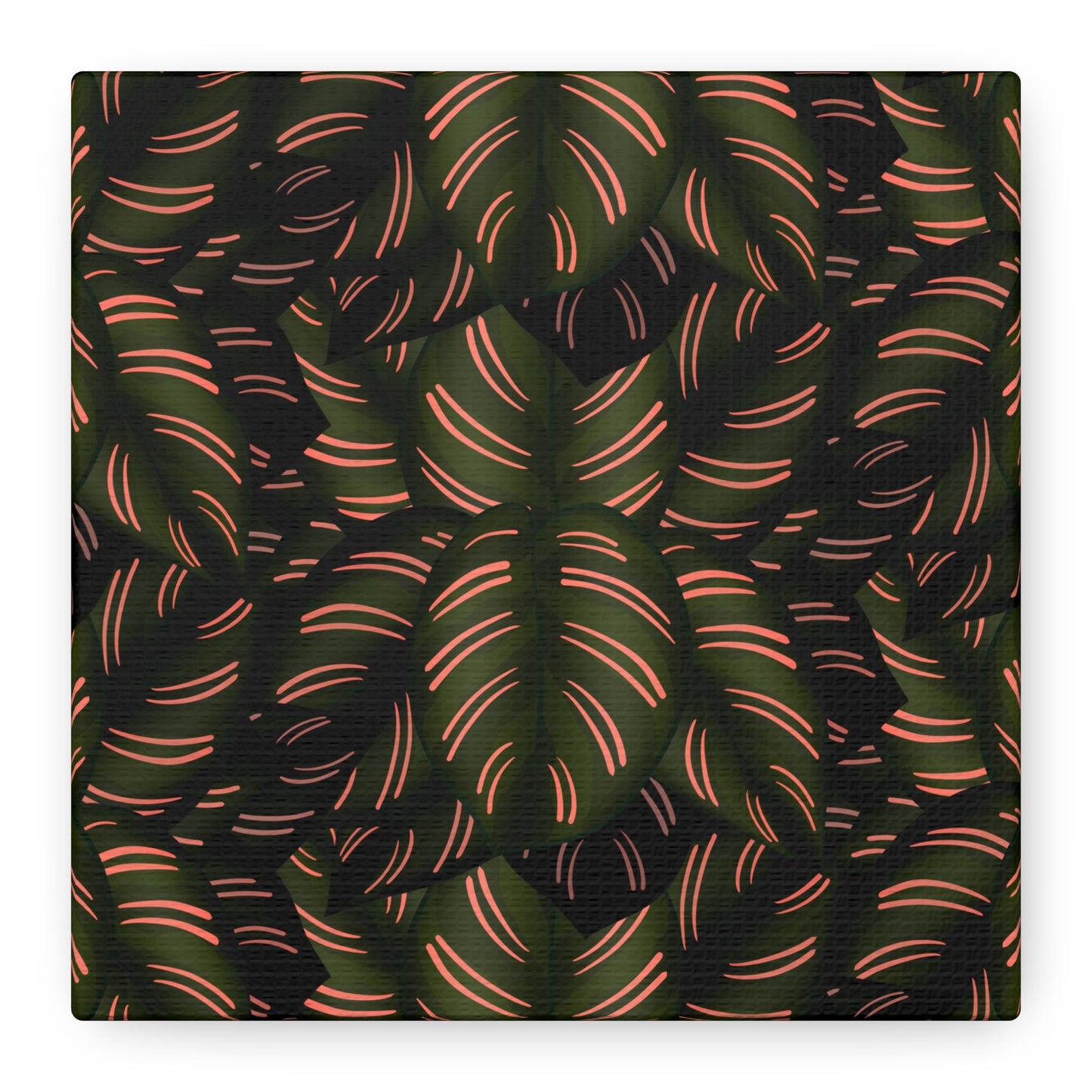 Calathea Pinstripe Pattern Canvas Print – Botanical Wall Art