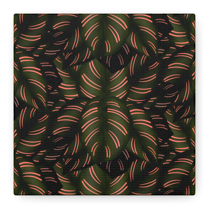 Calathea Pinstripe Pattern Canvas Print – Botanical Wall Art