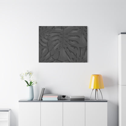 Charcoal Monstera Canvas Print – Botanical Wall Art