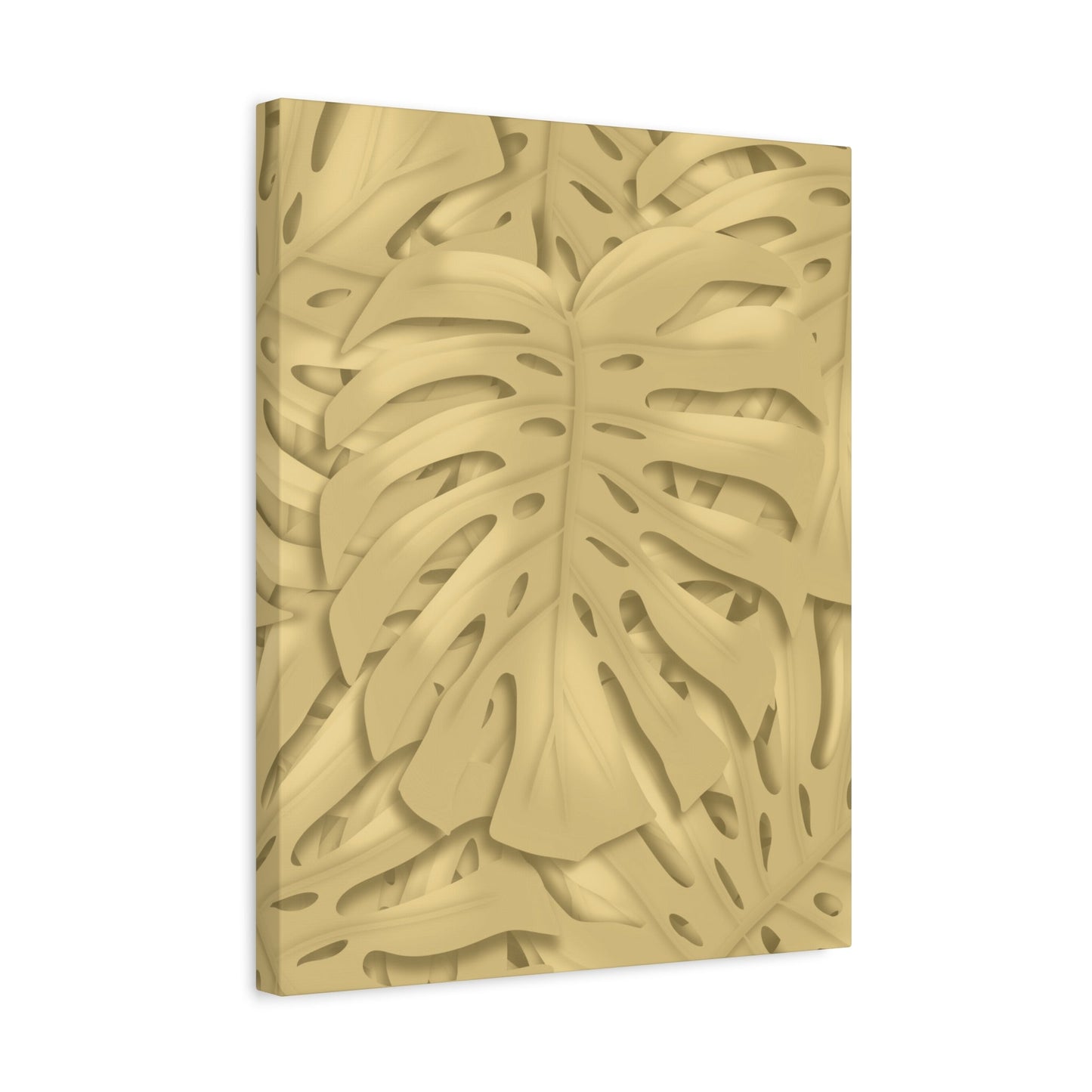 Golden Monstera Canvas Print – Botanical Wall Art