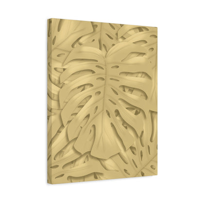 Golden Monstera Canvas Print – Botanical Wall Art