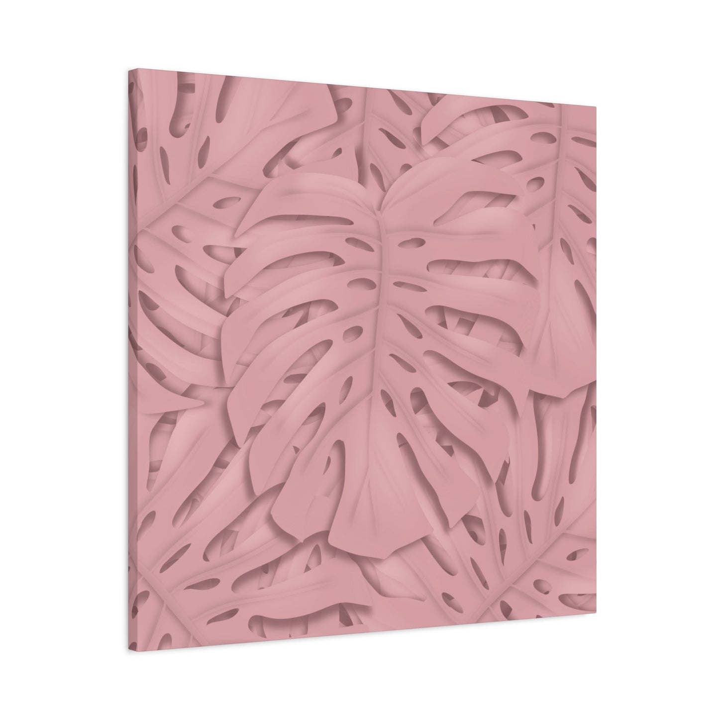 Soft Pink Monstera Canvas Print – Botanical Wall Art