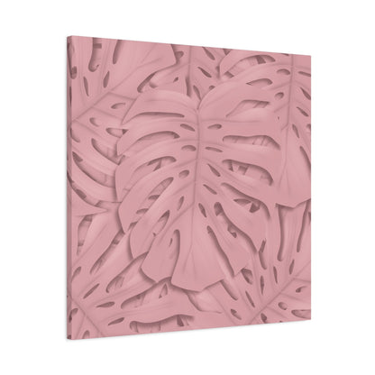 Soft Pink Monstera Canvas Print – Botanical Wall Art